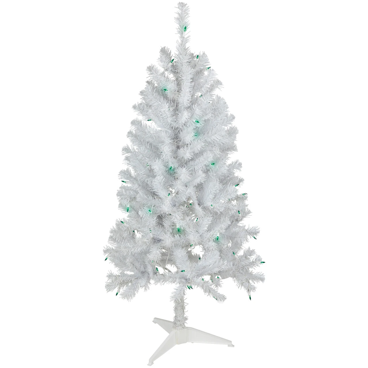 4' Pre-Lit White Artificial Christmas Tree, Green Lights 3 4' Pre-Lit White Artificial Christmas Tree, Green Lights