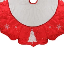 54" Red And White Embroidered Jeweled Tree With Snowflake Christmas Tree Skirt -Optimal Christmas Shop allstate20xa1257 re wh 02634.1667662694
