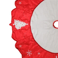 54" Red And White Embroidered Jeweled Tree With Snowflake Christmas Tree Skirt -Optimal Christmas Shop allstate20xa1257 re whb 76939.1667662694