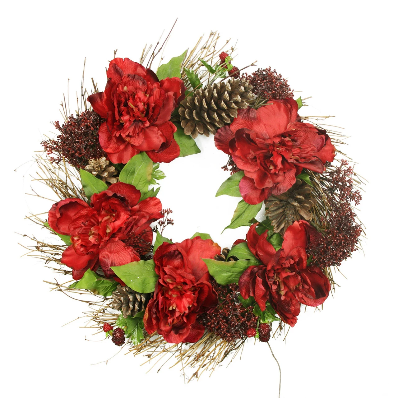Peony Floral Artificial Christmas Wreath - 24-Inch, Unlit 4 Peony Floral Artificial Christmas Wreath - 24-Inch, Unlit - Image 2
