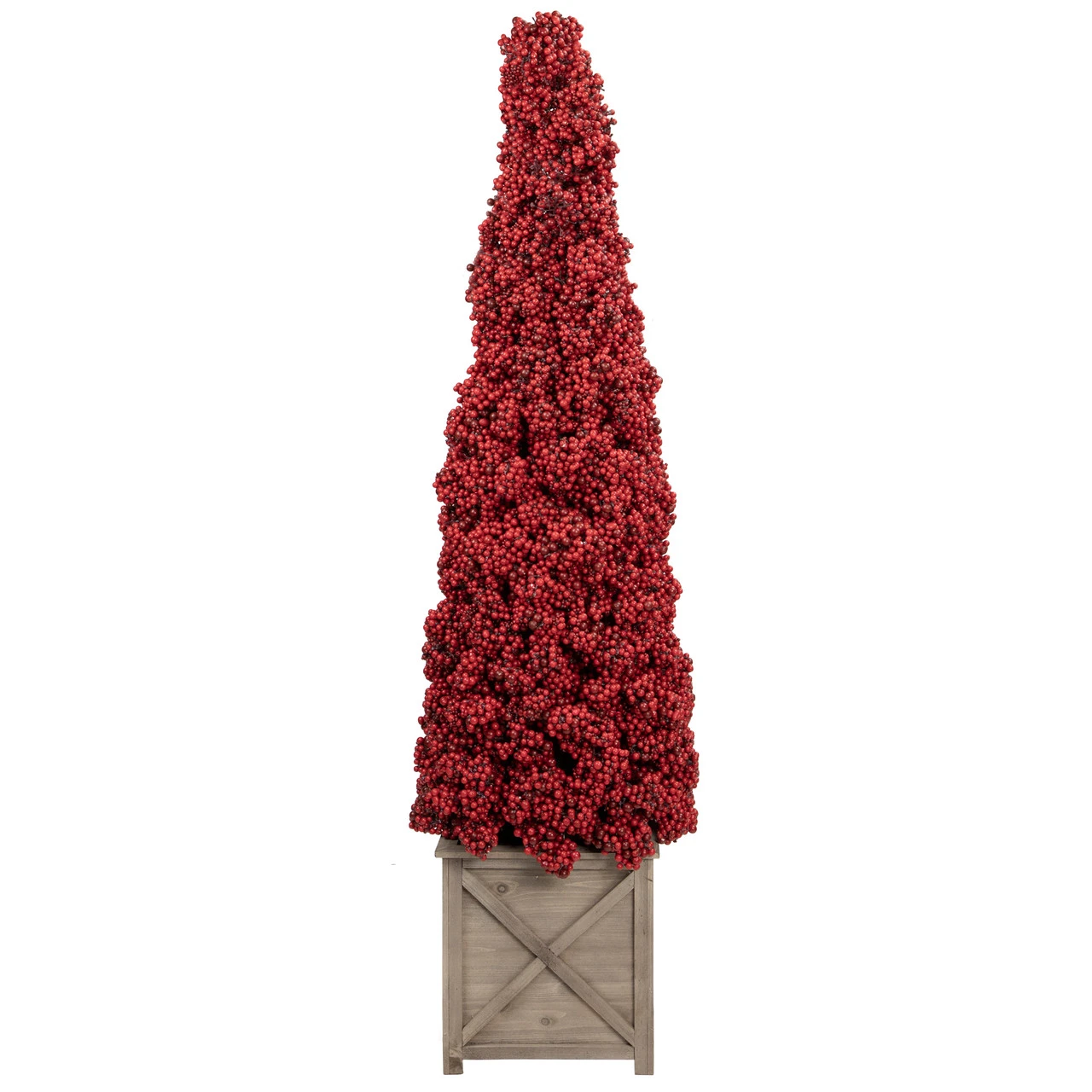 50" Red Berry Cone Potted Christmas Topiary 3 50" Red Berry Cone Potted Christmas Topiary