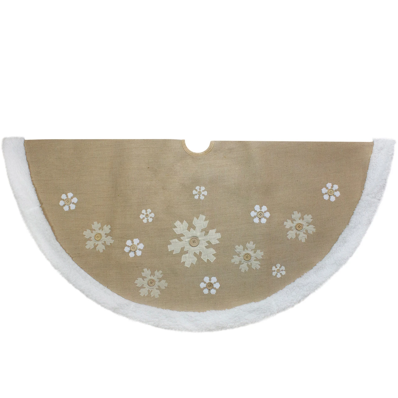 48-Inch Beige And White Snowflake Embroidered Christmas Tree Skirt 4 48-Inch Beige And White Snowflake Embroidered Christmas Tree Skirt - Image 2