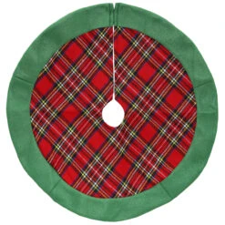 24" Green And Red Tartan Christmas Tree Skirt