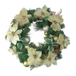 White And Green Pine Cone Artificial Christmas Wreath - 24-Inch, Unlit