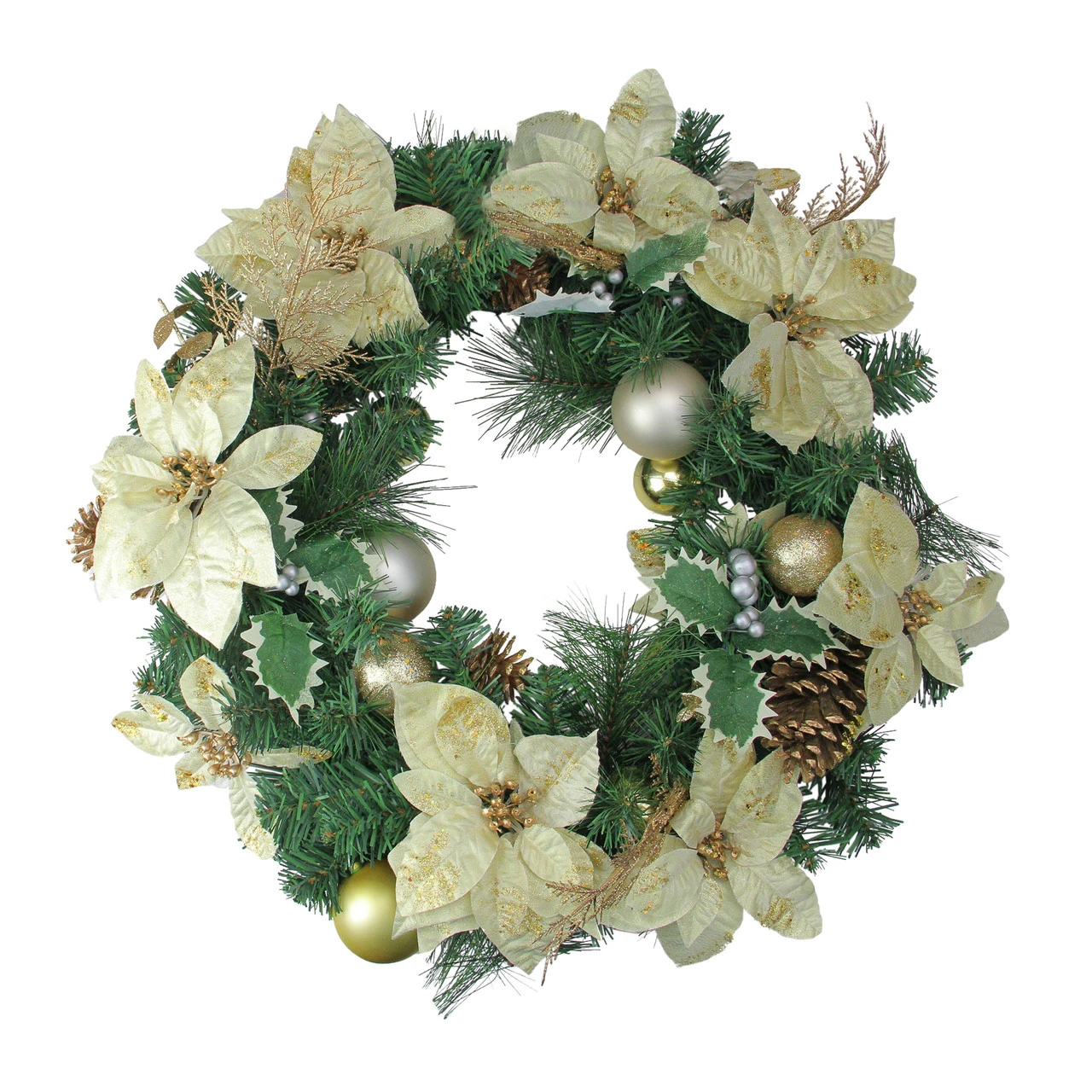 White And Green Pine Cone Artificial Christmas Wreath - 24-Inch, Unlit 3 White And Green Pine Cone Artificial Christmas Wreath - 24-Inch, Unlit