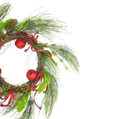 Red And Green Jingle Bell Glitter Artificial Christmas Wreath - 21-Inch, Unlit -Optimal Christmas Shop apicegnmw 78208.1604602390