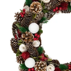 Frosted Pine Cone And Rose Artificial Christmas Wreath - 19-Inch, Unlit -Optimal Christmas Shop apiuiyknj 31445.1604602110