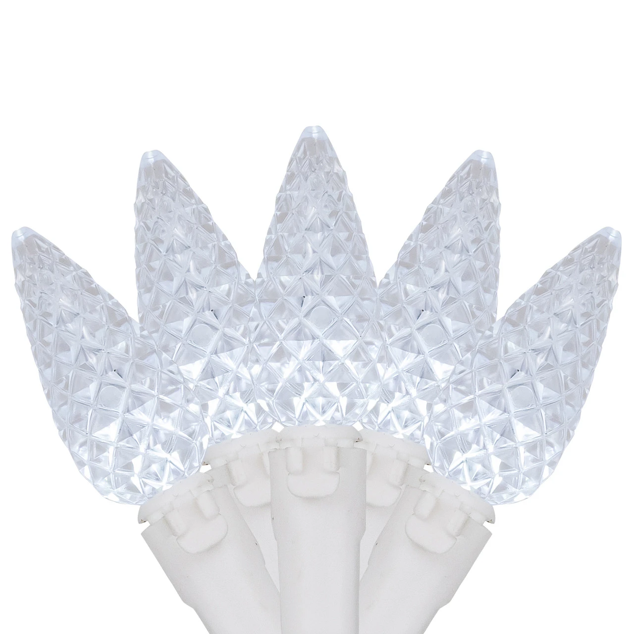 70 Pure White LED C6 Christmas String Lights - 23 Ft White Wire 3 70 Pure White LED C6 Christmas String Lights - 23 Ft White Wire