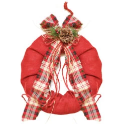 Red Plaid Bow And Pine Accents Artificial Christmas Wreath - 13-Inch, Unlit