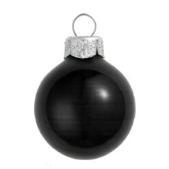 2ct Black Shiny Glass Christmas Ball Ornaments 6" (150mm)