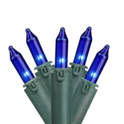 100-Count Blue Mini Christmas Light Set, 45.5ft Green Wire