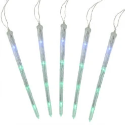 5 Multi Color Dripping Transparent Icicle Christmas Light Tubes - 13 Ft Clear Wire