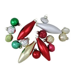 16ct Red And Green Traditional Finial Christmas Ornaments 4" (101mm)
