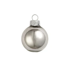 40ct Silver Smoke Glass Shiny Christmas Ball Ornaments 1.25" (30mm)