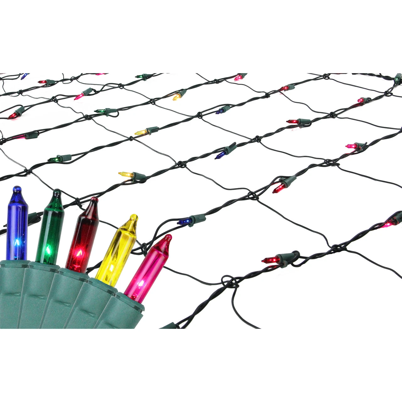 4' X 6' Multi-Color Mini Incandescent Net Style Christmas Lights - Green Wire 3 4' X 6' Multi-Color Mini Incandescent Net Style Christmas Lights - Green Wire
