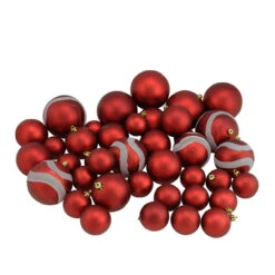 39ct Red Shatterproof 2-Finish Christmas Ball Ornaments 4" (100mm)
