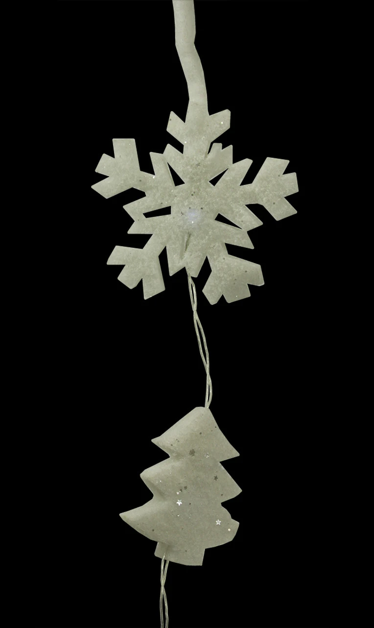 12 Battery Operated White LED Snowflake And Tree Mini Christmas Lights - 5.5 Ft Clear Wire 4 12 Battery Operated White LED Snowflake And Tree Mini Christmas Lights - 5.5 Ft Clear Wire - Image 2