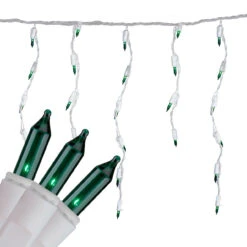 Set Of 100 Green Icicle Christmas Lights - 7.8 Ft White Wire -Optimal Christmas Shop brightstar 36 704 77 3 62552.1667575741