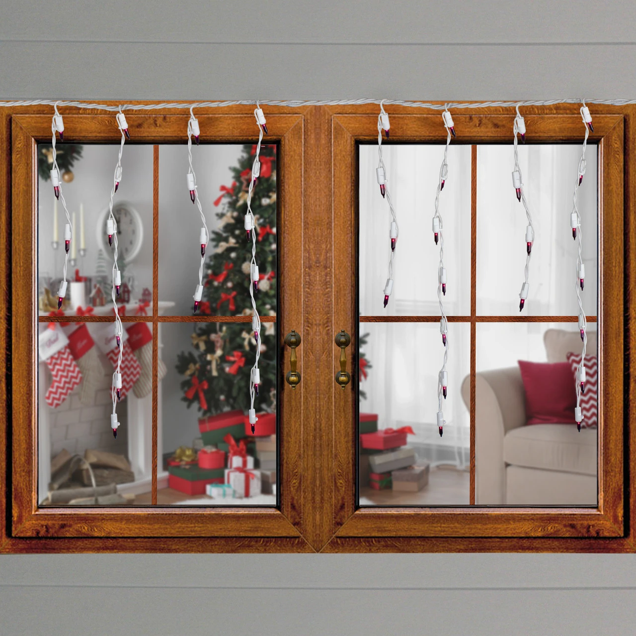 Set Of 100 Purple Mini Icicle Christmas Lights - 7.8ft White Wire 4 Set Of 100 Purple Mini Icicle Christmas Lights - 7.8ft White Wire - Image 2