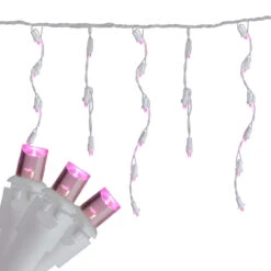 Set Of 70 Pink LED Wide Angle Icicle Christmas Lights - 6ft White Wire -Optimal Christmas Shop brightstar 39 736 77 3 77430.1667575747