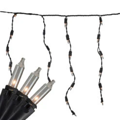 100 Count Clear Mini Icicle Christmas Lights - 3.5 Ft Black Wire