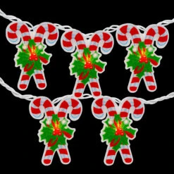 10-Count Candy Cane Christmas Light Set - 6ft White Wire -Optimal Christmas Shop brightstar masswhiteicicle plug 54777.1667490168