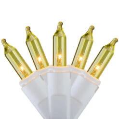 Set Of 100 Yellow Mini Icicle Christmas Lights - 7.8ft White Wire