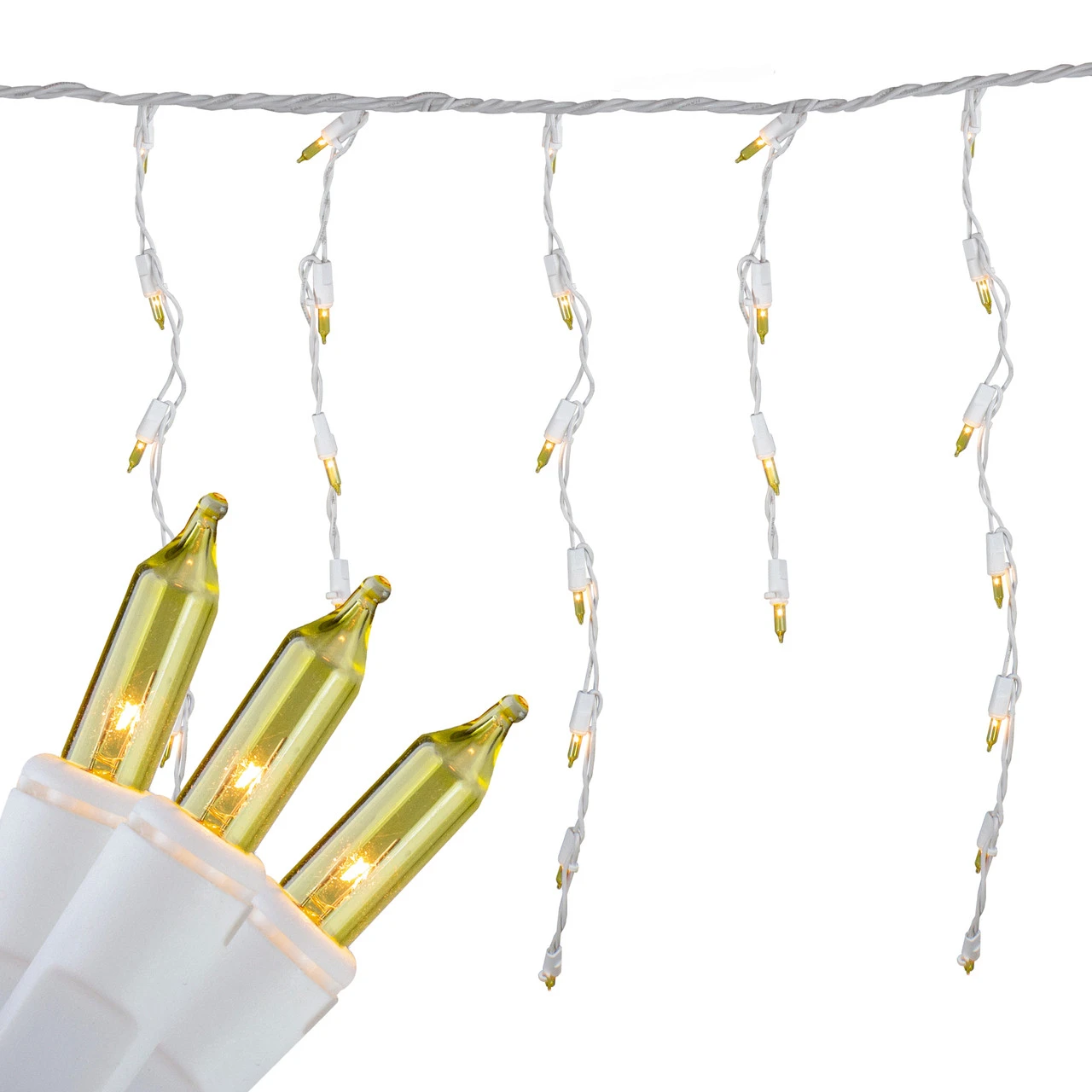Set Of 100 Yellow Mini Icicle Christmas Lights - 7.8ft White Wire 5 Set Of 100 Yellow Mini Icicle Christmas Lights - 7.8ft White Wire - Image 3