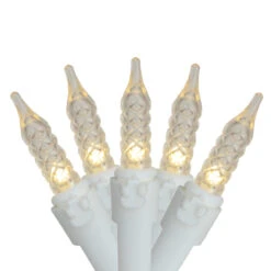 100 Warm White Contemporary LED M5 Mini Christmas Lights - 8 Ft White Wire