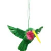 6” Green And Orange Whimsical Bristle Brush Handcrafted Hummingbird Hanging Ornament -Optimal Christmas Shop brushor26 11185.1687907269
