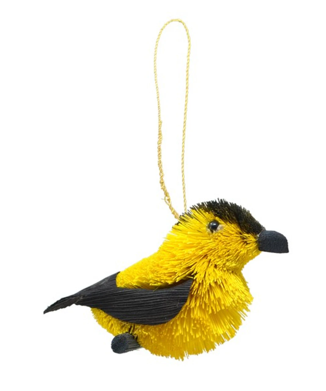 4.25” Yellow And Black Whimsical Bristle Brush Handcrafted Finch Hanging Ornament 3 4.25” Yellow And Black Whimsical Bristle Brush Handcrafted Finch Hanging Ornament