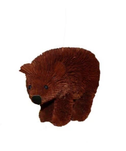 3.75” Brown Whimsical Bristle Brush Handcrafted Bear Hanging Ornament