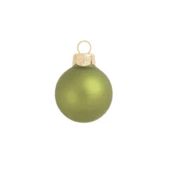 8ct Pale Olive Green Glass Matte Christmas Ball Ornaments 3.25" (80mm)