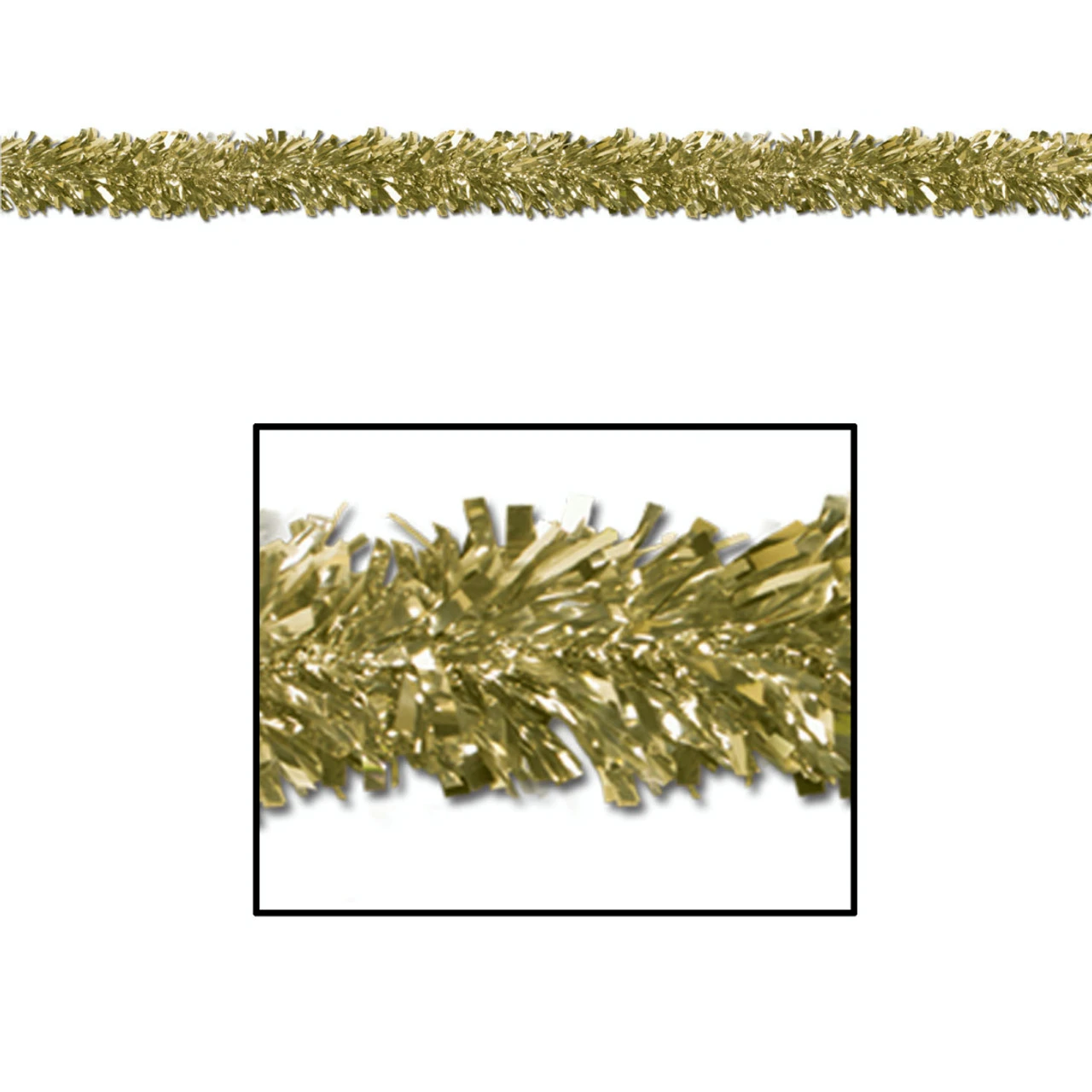 Set Of 12 Festive Metallic Gold Foil Tinsel 6-Ply Christmas Garlands 15' - Unlit 3 Set Of 12 Festive Metallic Gold Foil Tinsel 6-Ply Christmas Garlands 15' - Unlit