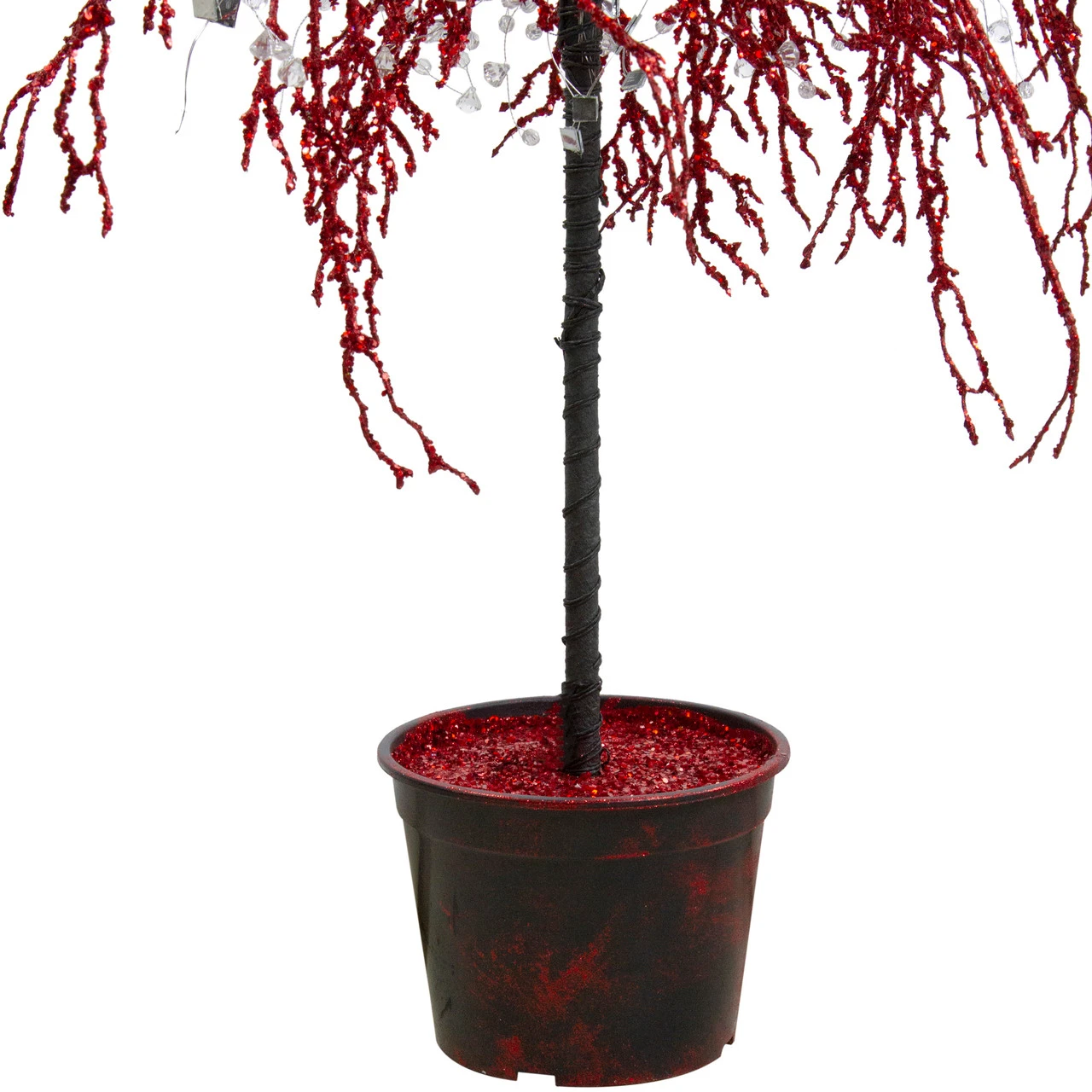 3.75' Red Crystallized Glitter Potted Artificial Christmas Tree - Unlit 4 3.75' Red Crystallized Glitter Potted Artificial Christmas Tree - Unlit - Image 2