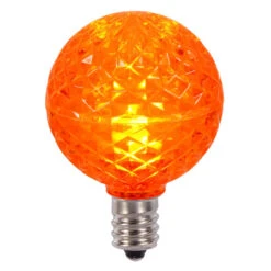 Club Pack Of 25 LED G40 Orange Faceted Replacement Christmas Light Bulbs
