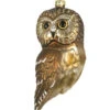 3.5" Bronze Color Northern Saw Whet Owl Hand Blown Glass Hanging Figurine Ornament