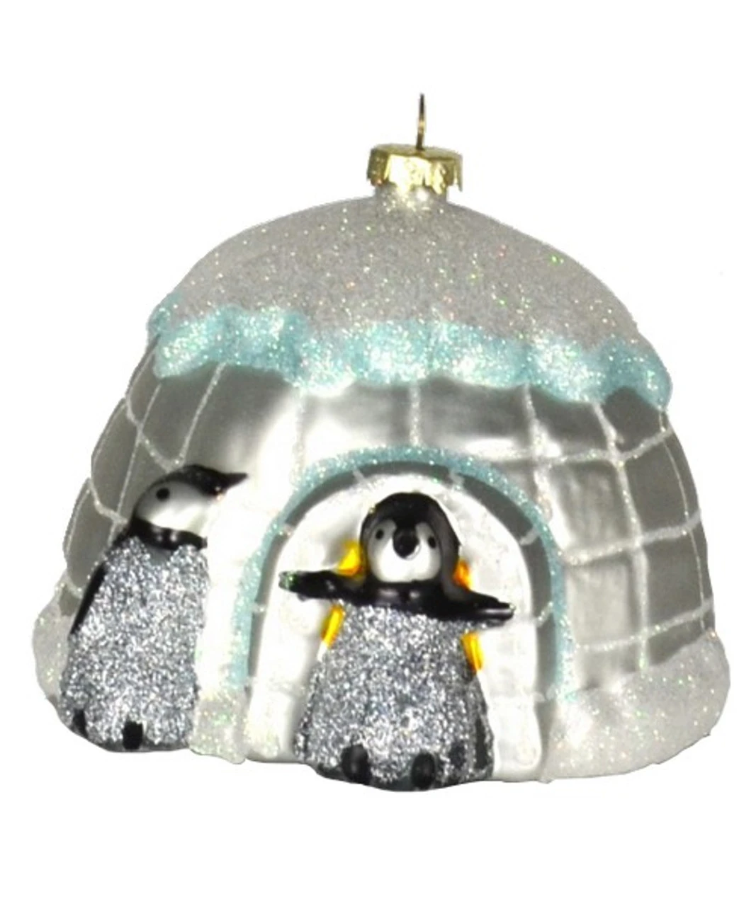 5” Black And White Pookie Penguin Igloo Hand Blown Glass Hanging Figurine Ornament 3 5” Black And White Pookie Penguin Igloo Hand Blown Glass Hanging Figurine Ornament