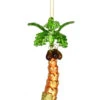 6” Beige And Green Palm Tree Hand Blown Glass Hanging Figurine Ornament -Optimal Christmas Shop cobanee317 56026.1687908197