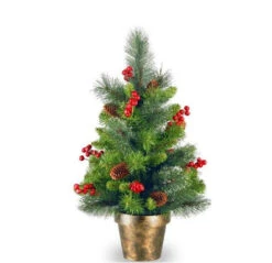 2' Potted Crestwood Spruce Artificial Christmas Tree – Unlit