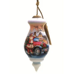 6” Santa Delivery Gift Christmas Glass Ornament