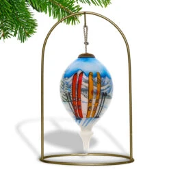 4.75” White And Blue Ski Vacation Hand Painted Mouth Blown Glass Hanging Christmas Ornament -Optimal Christmas Shop dacf 1710341 3 99904.1667620514