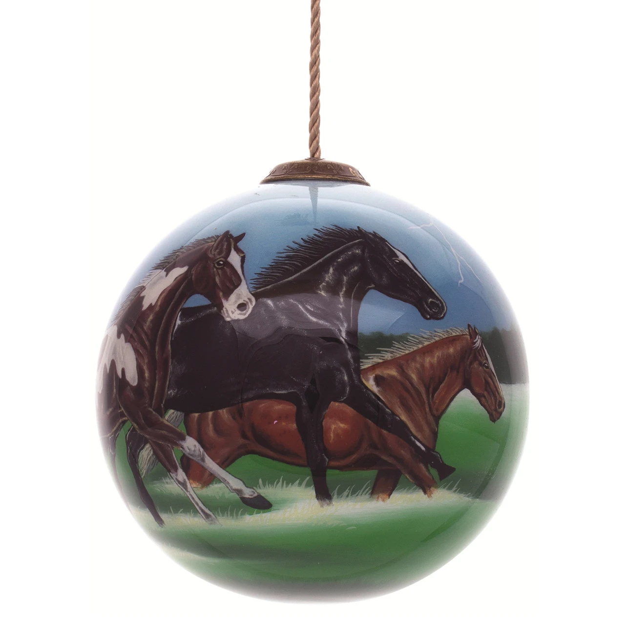 4” Black And Brown Horse Power Hand Painted Mouth Blown Glass Hanging Christmas Ornament 3 4” Black And Brown Horse Power Hand Painted Mouth Blown Glass Hanging Christmas Ornament