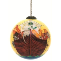 4" Noah's Ark Christmas Glass Ball Hanging Ornament