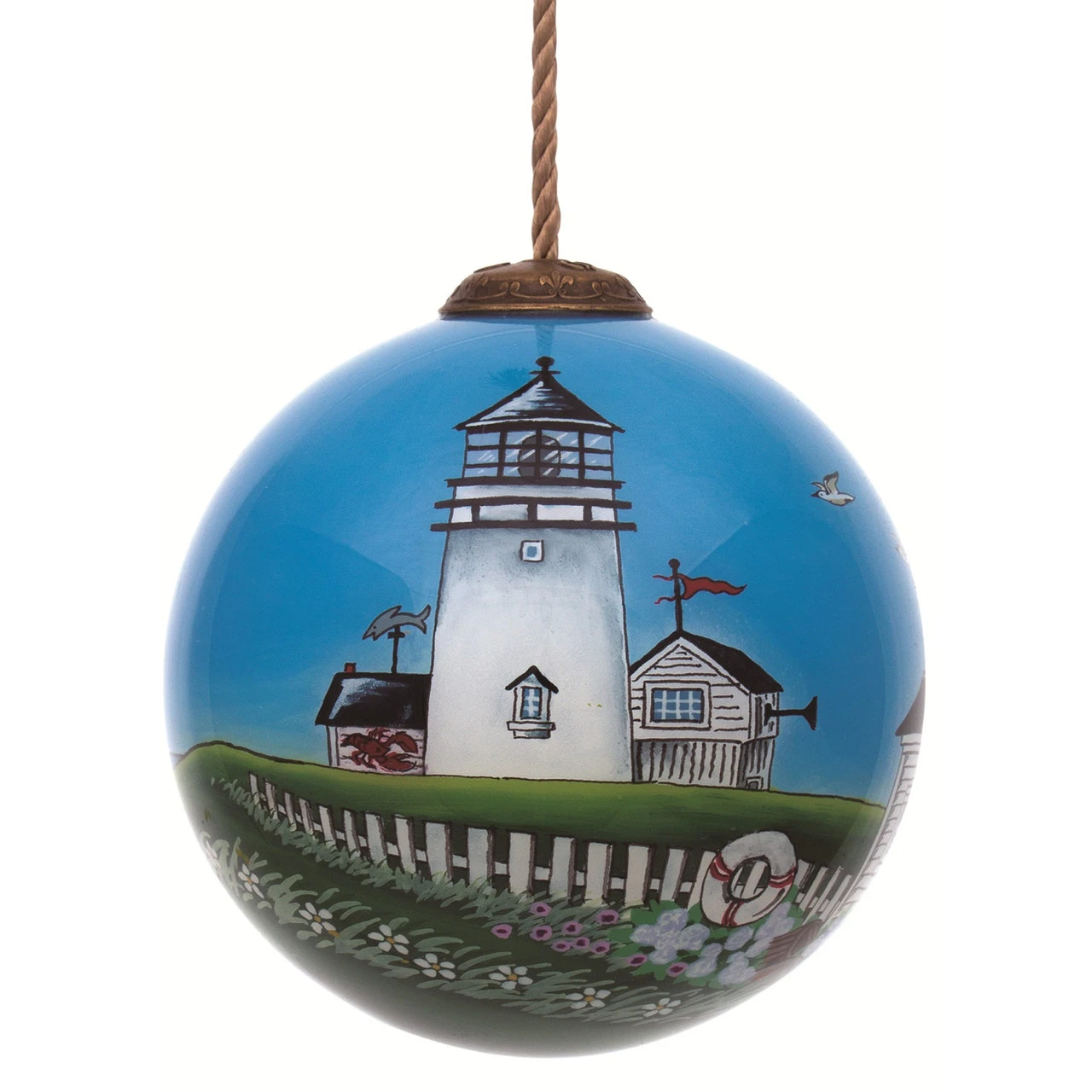 3" Coastal Lighthouse Christmas Glass Ball Hanging Ornament 3 3" Coastal Lighthouse Christmas Glass Ball Hanging Ornament