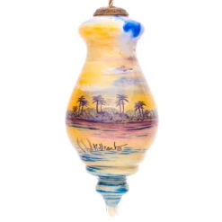 5” Blue And Yellow Sailing Boat Hand Painted Spire Shaped Mouth Blown Glass Hanging Christmas Ornament -Optimal Christmas Shop dacf 1812005 5 77836.1667621012