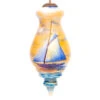 5” Blue And Yellow Sailing Boat Hand Painted Spire Shaped Mouth Blown Glass Hanging Christmas Ornament -Optimal Christmas Shop dacf 1812005 56940.1667621010