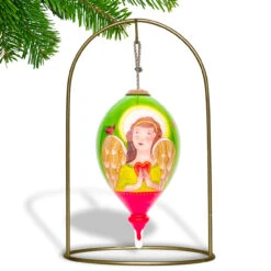 6" Peace And Joy Be With You Christmas Finial Shaped Glass Hanging Ornament -Optimal Christmas Shop dacf 1812017 3 77138.1667620476