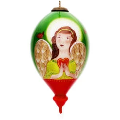 6" Peace And Joy Be With You Christmas Finial Shaped Glass Hanging Ornament