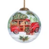 3" White And Green Holiday Wagon Hand Painted Round Glass Hanging Christmas Ornament -Optimal Christmas Shop dacf 1911039 1 76555.1667528328